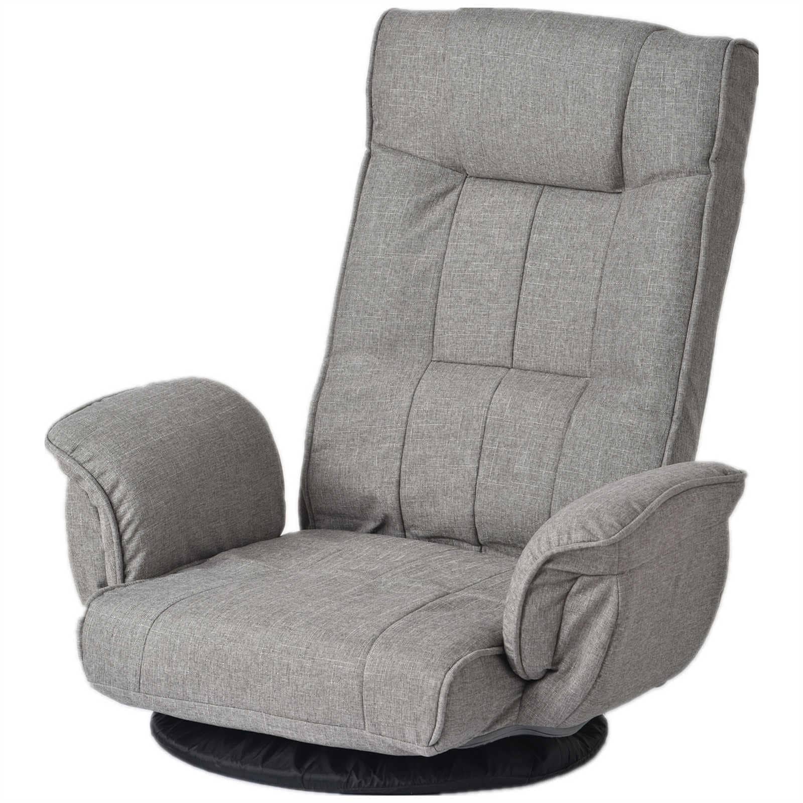 【日本国内出荷-3日で配達】回転式座椅子 ハイバック座いす リクライニング 肘掛け1人掛けソファー フロア リラックスチェア 折りたたみ リクライニングチェアー ファブリック おしゃれDJYC90