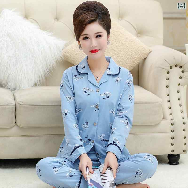 ママ　パジャマ　レディース 2024年 ママ 春秋 パジャマ 綿 カーディガン 大きめ サイズ 長袖 ホーム 服 スーツ 5,803円