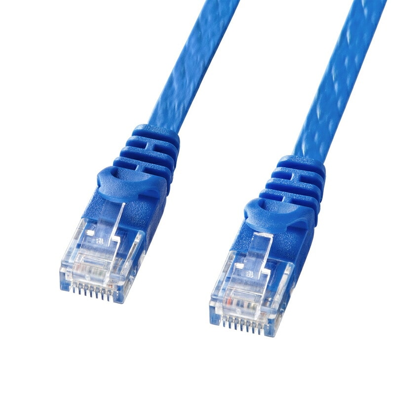 （まとめ買い）カテゴリ6フラットLANケーブル 10m ブルー LA-FL6-10BL [x3]