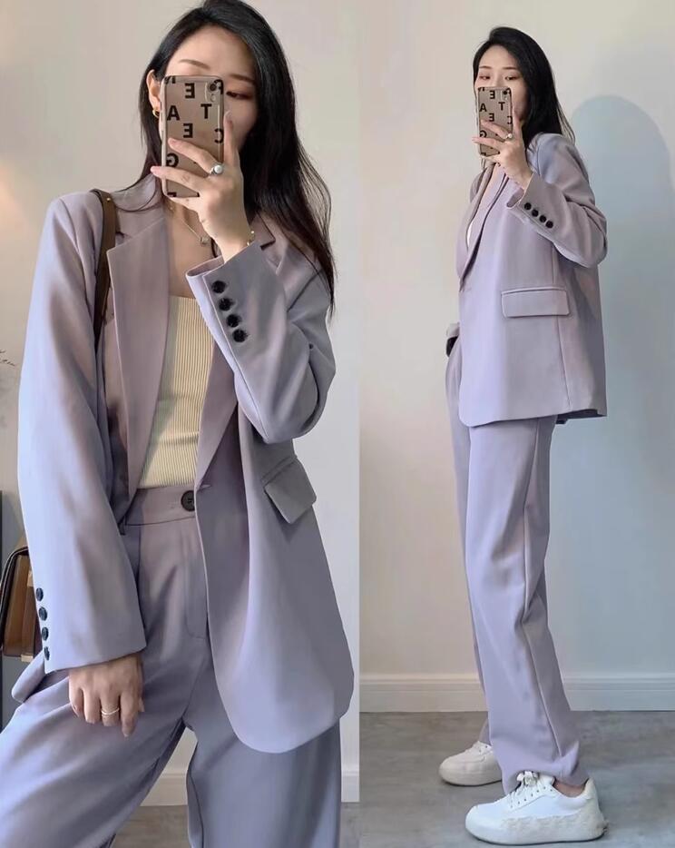 カジュアルスーツ パンツスーツ 高級感 2点セット ジャケット+パンツ 体型カバー スーツ 春秋 可愛い レディース ビジネス リクルートスーツ 入学式 卒業式 事務服 オフィス ママスーツ 通勤 就