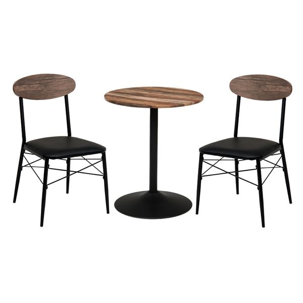 テーブル＆チェア3点セット（テーブルx1チェア2脚） 丸型 ライトブラウン 組立品 コンパクト 16,142円