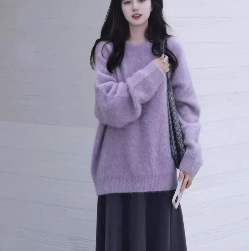 レディース スカート トップス ニット セーター フレアスカート ロングスカート ロング 長袖 ボリューム袖 Uネック 襟なし フレア 細身 Aライン もこもこ ふわふわ かわいい 大人可愛い 8,110円