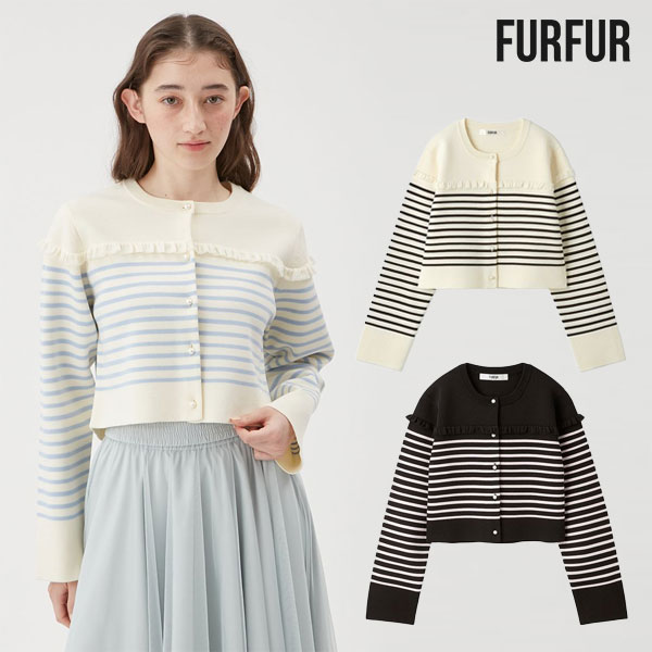 【即納】 ファーファー FURFUR トップス 25春夏 フリルバスクボーダーカーディガン ミドル丈 長袖 rwnt251115 17,325円