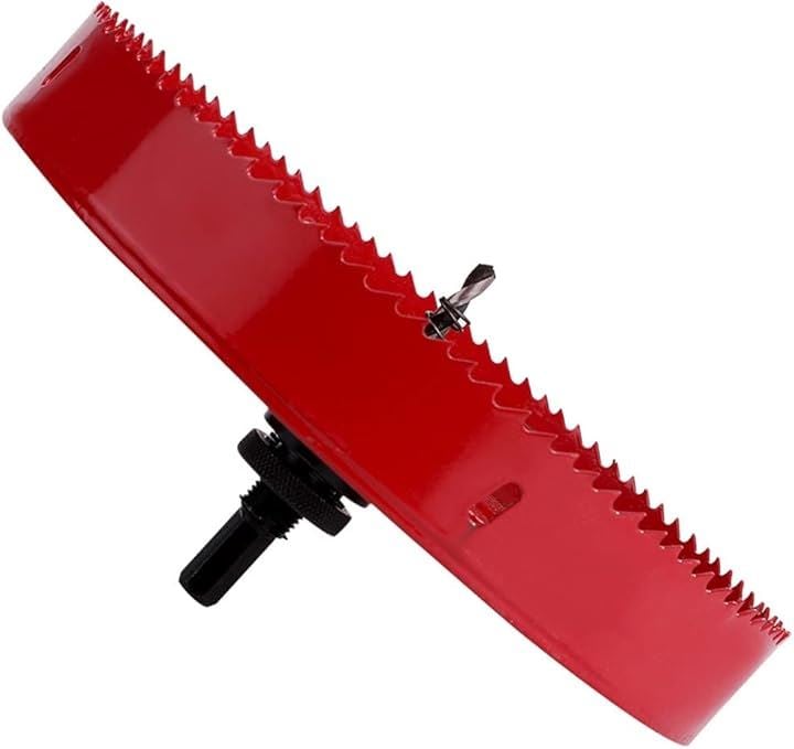 ホールソー バイメタル 穴あけ ドリルビット 切削 工具 DIY 鉄 アルミ 石膏ボード プラスチック 木材などに対応 (レッド, 230mm)