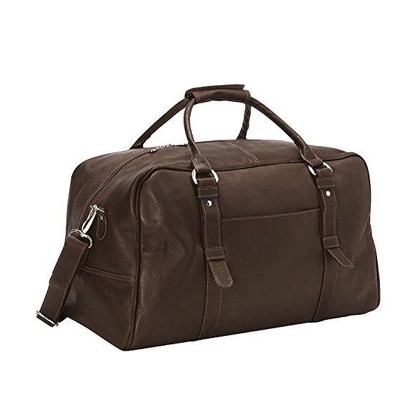Piel Leather Large Top-Zip Duffel Bag， Chocolate， One Size 並行輸入品