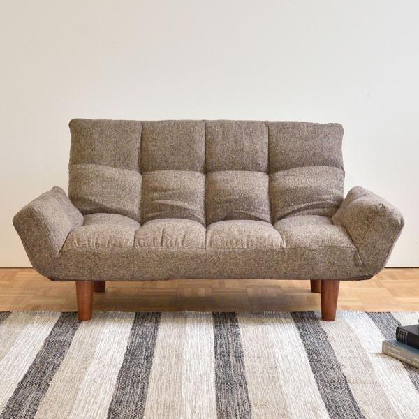 ソファ 2人掛け おしゃれ コンパクト 6段階 リクライニング ロータイプ ローソファ 足つき 脚取り外し 2人用 1人 二人 ソファー 一人暮らし ワンルーム ID012