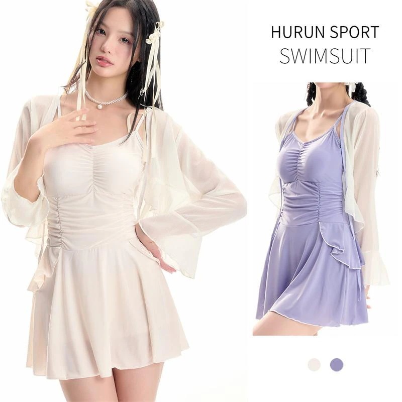 水着 レディース ワンピース カーディガン 風 トップス 透け感 日焼け対策 露出控えめ お腹カバー 海水浴 プール 学生 10代 20代 30代 40代 大人水着 オトナ女子