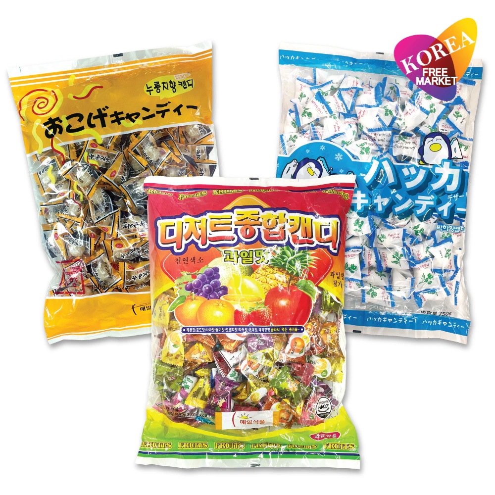メイル　選べる6袋 業務用キャンディー お焦げ/ハッカ/フルーツ　飴　韓国お菓子　韓国食品　韓国キャンディー