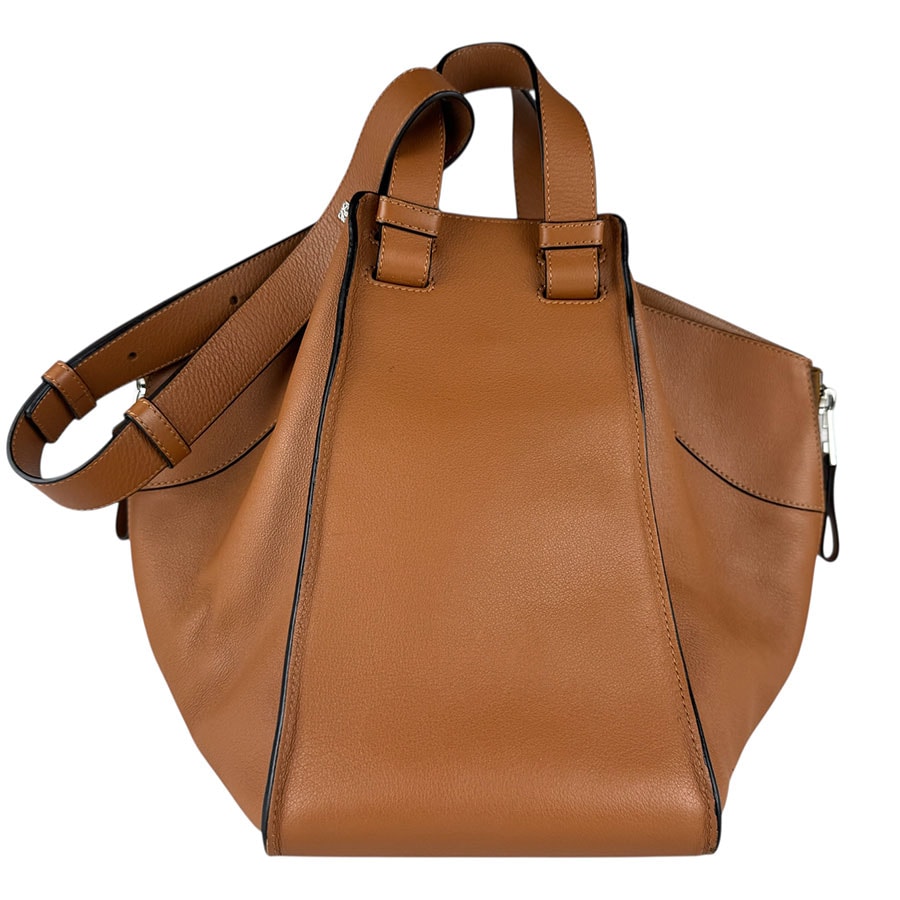 ロエベ LOEWE ハンドバッグ ショルダーバッグ ハンモック レザー ブラウン シルバー レディース z9066