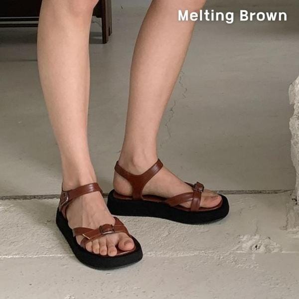 女性カジュアルバックルストラップノンスリップサンダル3色