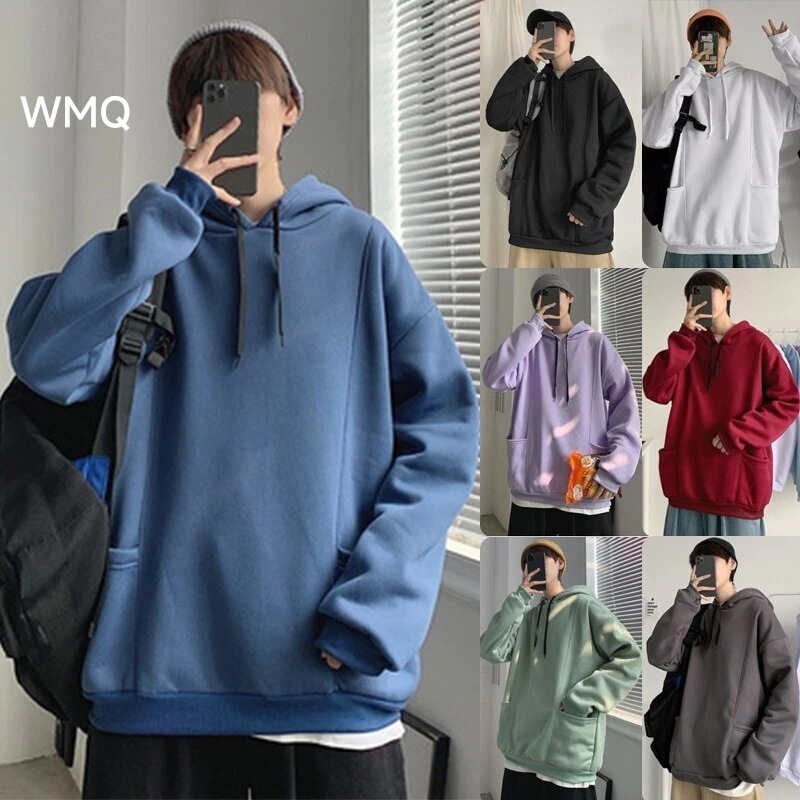 韩国 ファッション メンズ パーカー 長袖 シャツ 無地 防寒 大きいサイズ 秋服 冬服 フード付き