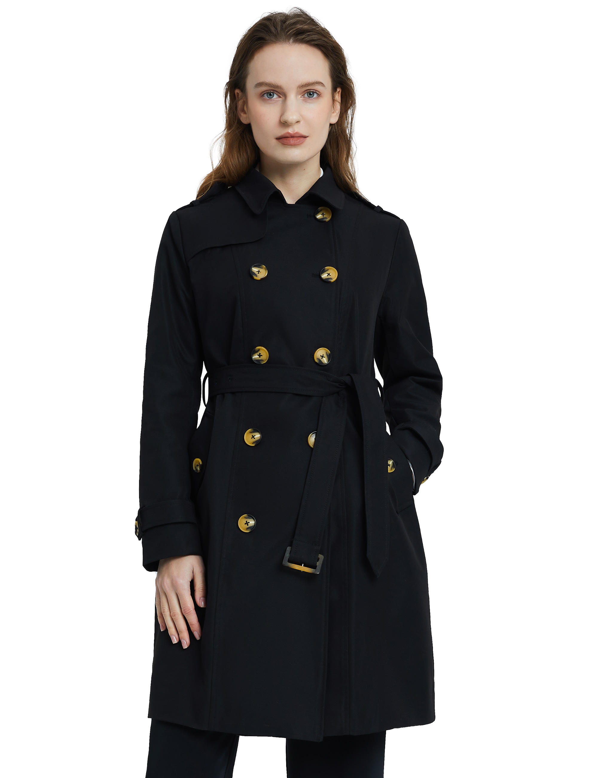 レディース トレンチコート ベーシック ダブルトレンチ ロング丈 スプリングコート 春秋アウター