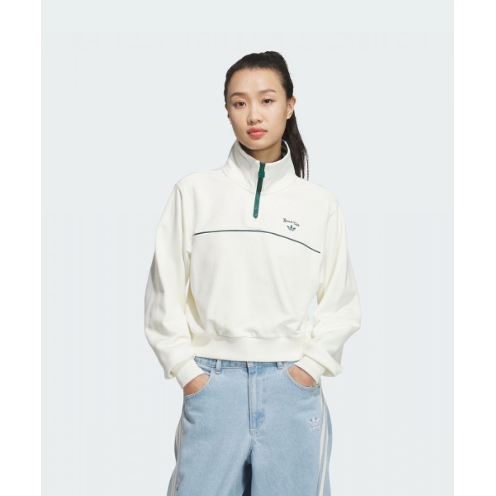 アディダス レトロ スポーツ スポーティ クラブ ジッパー クルー スウェットシャツ JM8014