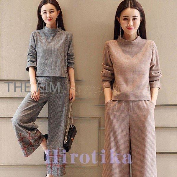 セットアップ ワイドパンツ レディース 春秋 チェック柄 2点セット 長袖 トップス ワイドパンツ パーティー 二次会 ドレス ゆったり 着痩せ 通勤 30代 40代 50代