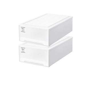 衣類収納/収納ケース (ロングL ホワイト 2個組) 幅44cm キャスター対応 『天馬 Fits フィッツケース』