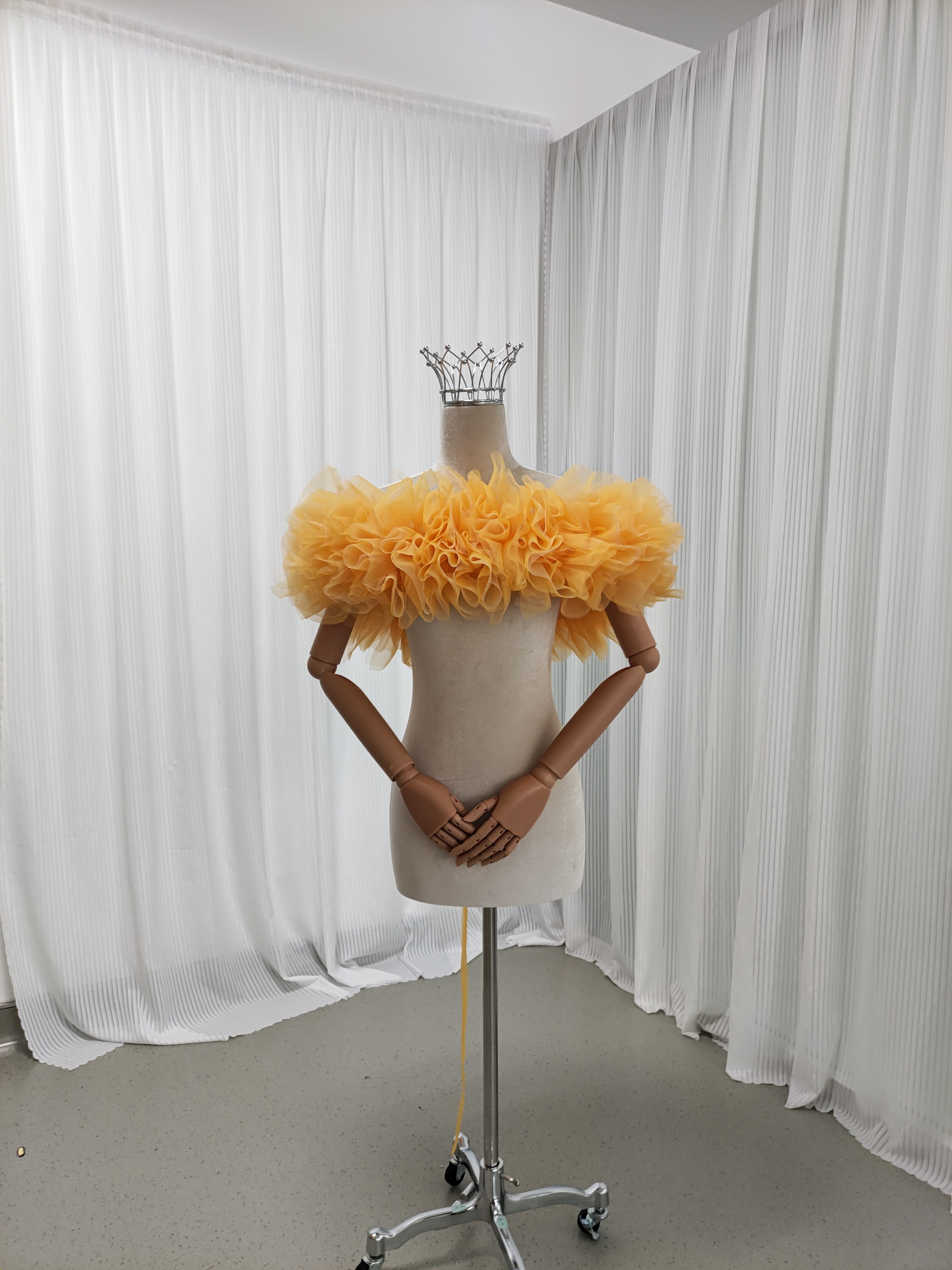 オフショルダー イエロー ソフトチュール 編み上げ 可愛い 優しい 花嫁