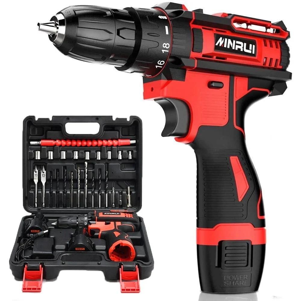 電動ドライバー ドリルドライバー 120分連続作業 一台三役 バッテリー 2本 18+3段階正逆切替 6,557円