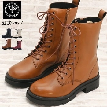 公式SHOP特典キズ補修液付 / ヨースケ レースアップブーツ レディース 本革 ミドルブーツ 歩きやすい 4.5cm ローヒール