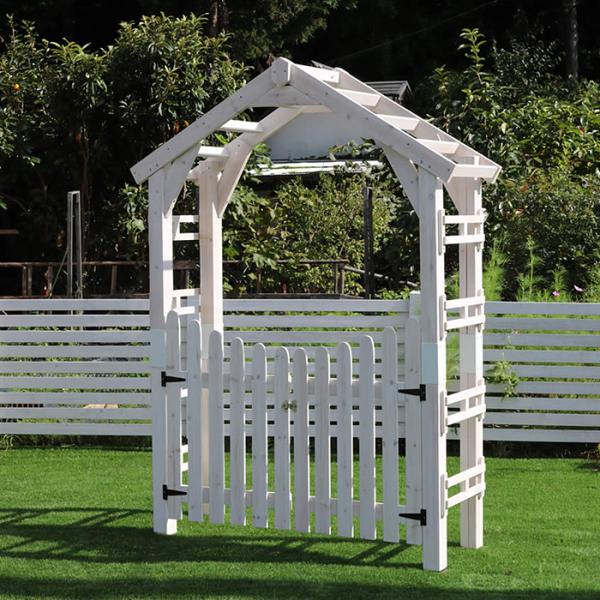 ガーデンアーチ 木製 アーチ ゲート 門 セット 庭 ガーデニング 三角 かわいい おしゃれ ヨーロピアン DIY 杉 天然木 姫系 北欧 装飾 白 ホワイト 茶 ブラウン