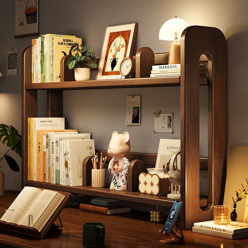 ソリッドウッドデスクトップシェルフシェルフデスクデスクデスク垂直ホームカウンタートップブックケースオフィスワークステーションマルチレイヤーストレージラック