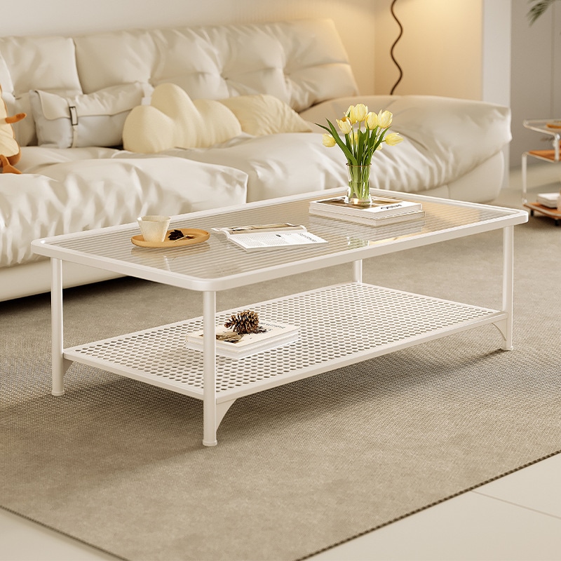 玻璃茶几客厅家用现代简约轻奢高级感小户型奶油风2024新款阳台桌 8,079円