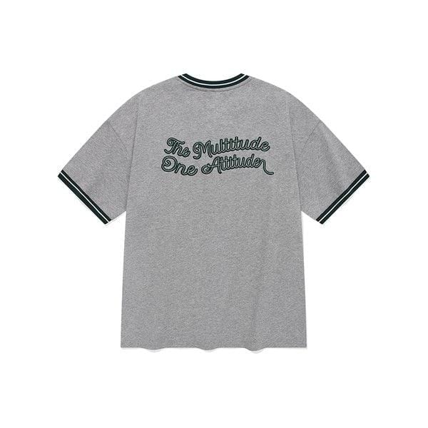 [通常価格：59,000ウォン] チェーンレタリングリンガーTシャツ メランジグレー CO2402ST19MG