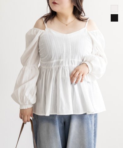 大きいサイズ レディース LL 3L 4L XL XXL XXXL CLETTEオリジナル3WAYスリーブドビーブラウス