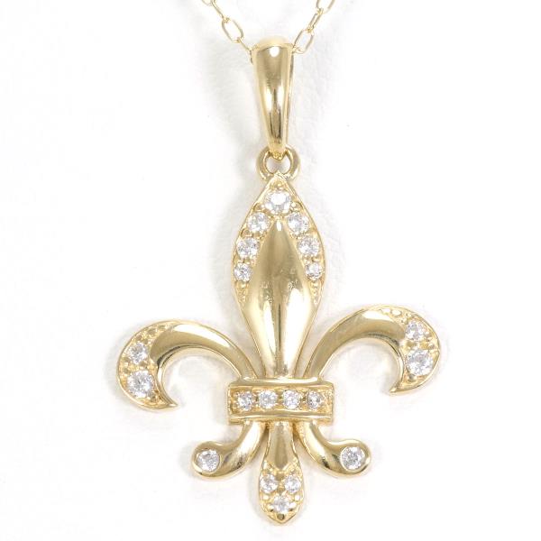 10K YG ネックレス ジルコニア 総重量約2.1g 約40cm ジュエリー 中古