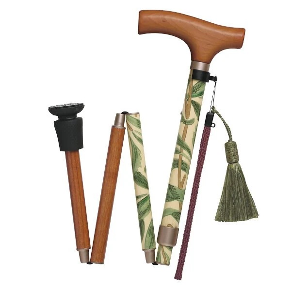 杖 ウィリアムモリス ウィローボウ 折りたたみ 軽量 おしゃれ 女性 介護 伸縮杖 5段階調節 つえ 折り畳み 伸縮 ウィリアムモリス ストラップ付き 滑りにくい 持ち運び 歩行補助 転倒防止