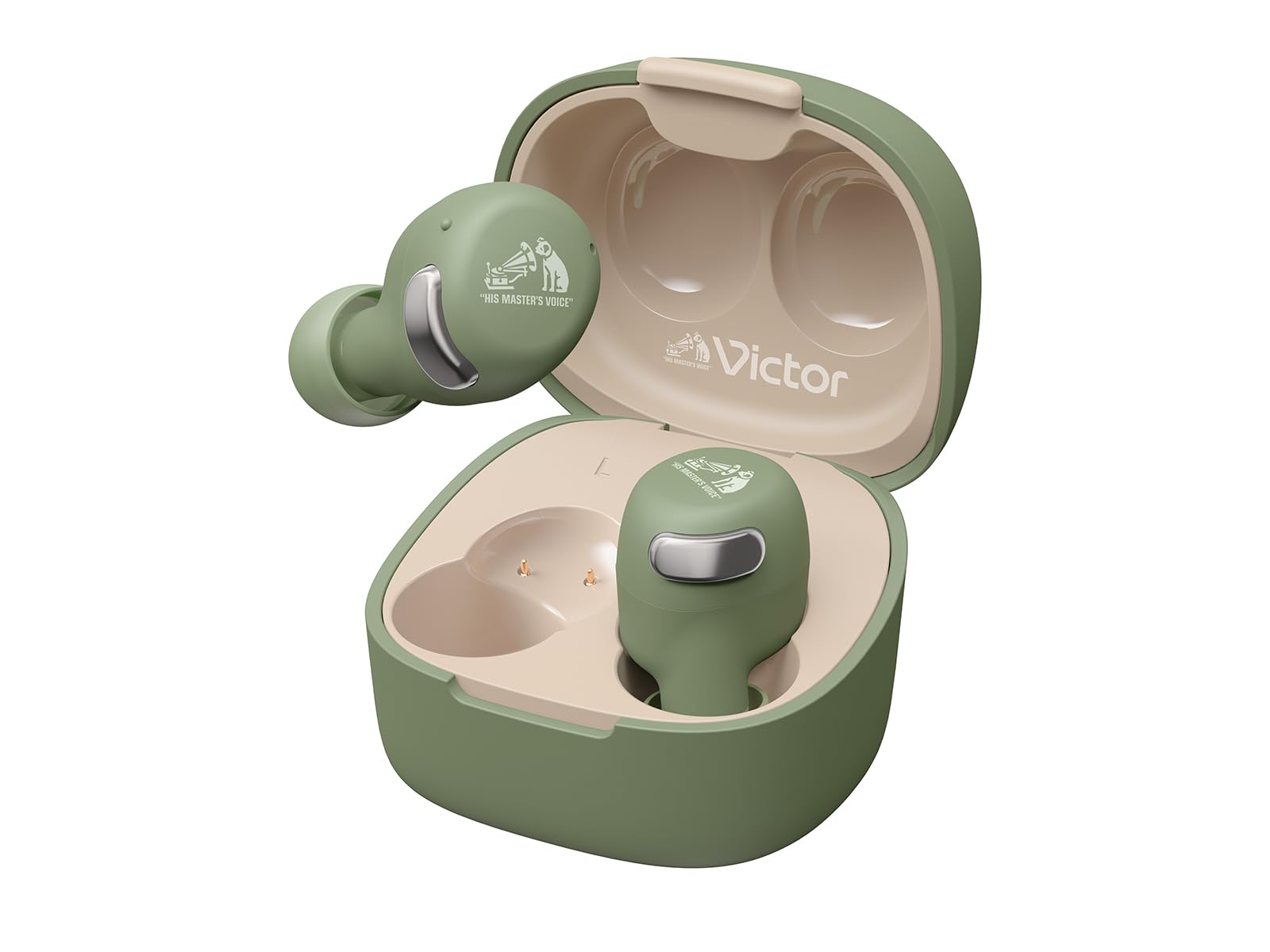 JVCケンウッド Victor HA-A30T2-G ワイヤレスイヤホン Bluetooth Ver.5.3 ノイズキャンセリング アプリ対応 マルチポイント 合計27時間再生 マイク付き 小型 軽量