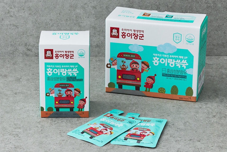 [28日分][韓国食品] 紅とすくすく7-9歳用 子供紅参レモン味 小学生用 1box 30ml*28包
