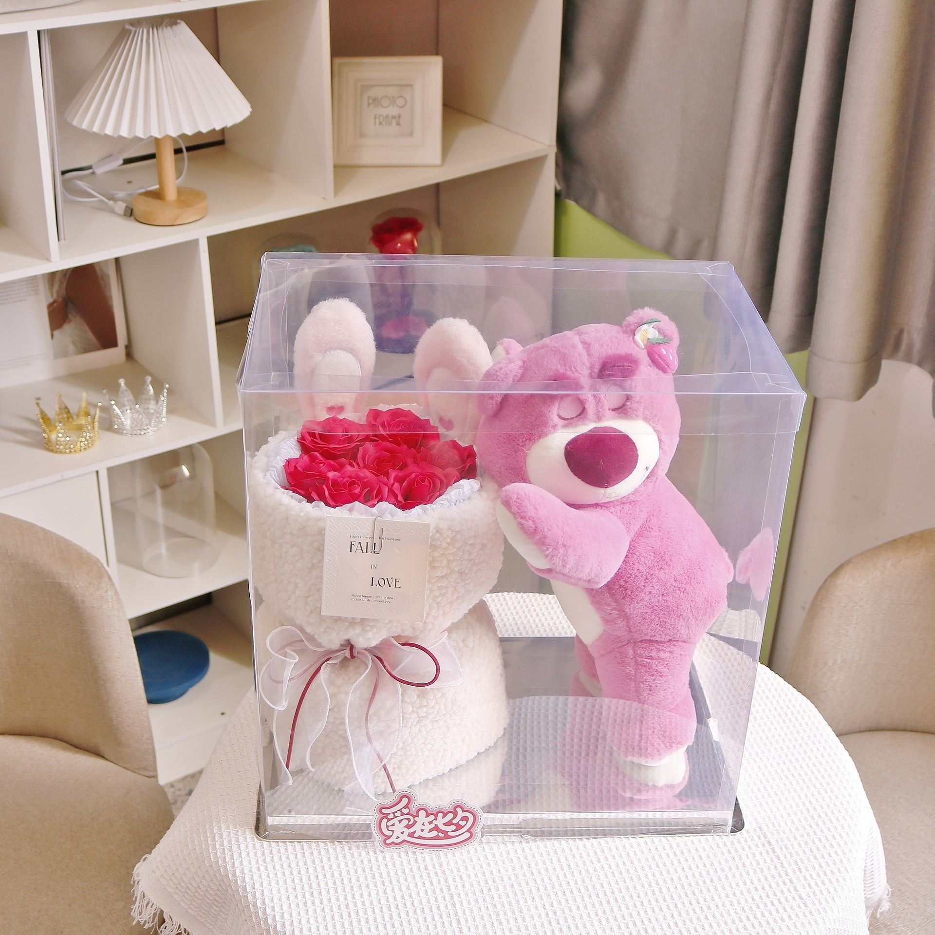 春祭りバレンタインデーフラワーショップローズウサギブーケストロベリーベアハグバケツガールフレンド誕生日告白ギフト