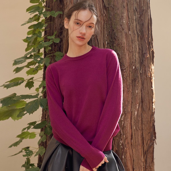 cashmere simple round カシミアニット ニットフルオーバー プレミアムキント