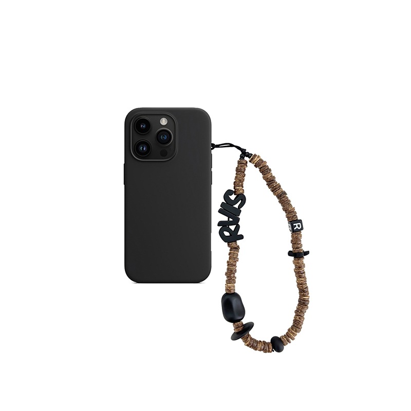 nature beads phone strap coconut brown