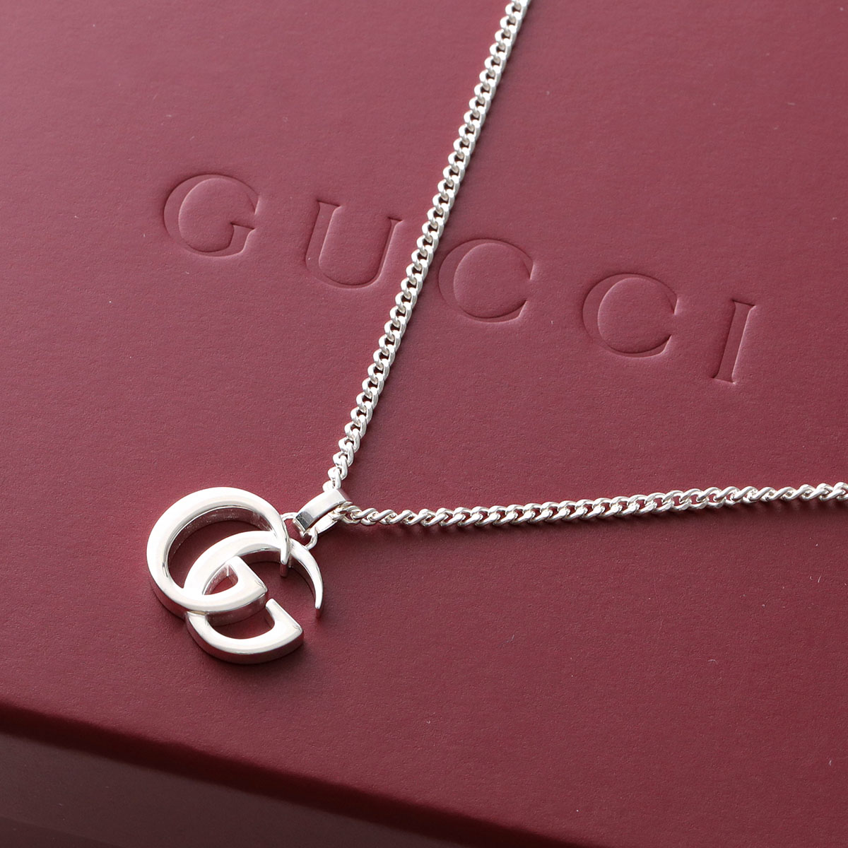 GUCCI グッチ ネックレス GG MARMONT マーモント 814914 J8400 メンズ ダブルG チェーン ペンダント アクセサリー 8106/SILVER