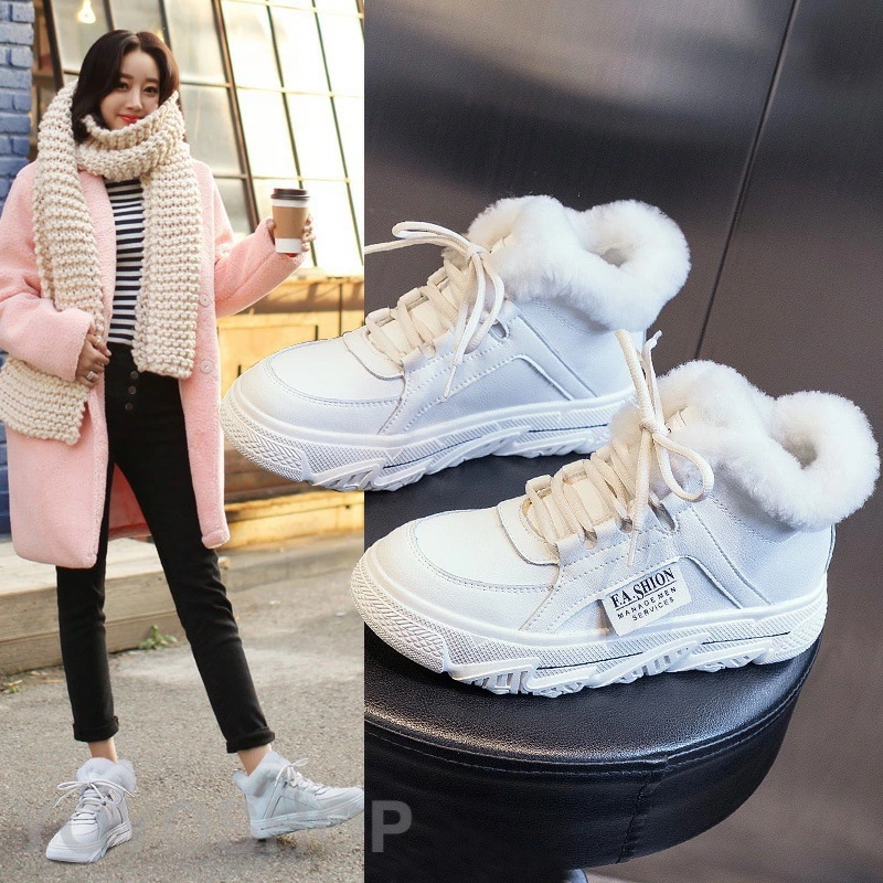 スノーブーツ 3.5cmヒール ムートンブーツ レディース スニーカー おしゃれ 秋 冬 白 ホワイト ボア ファー 歩きやすい シンプル カジュアル 暖かい もこもこ 防寒 スノーブーツ 冬靴 大き