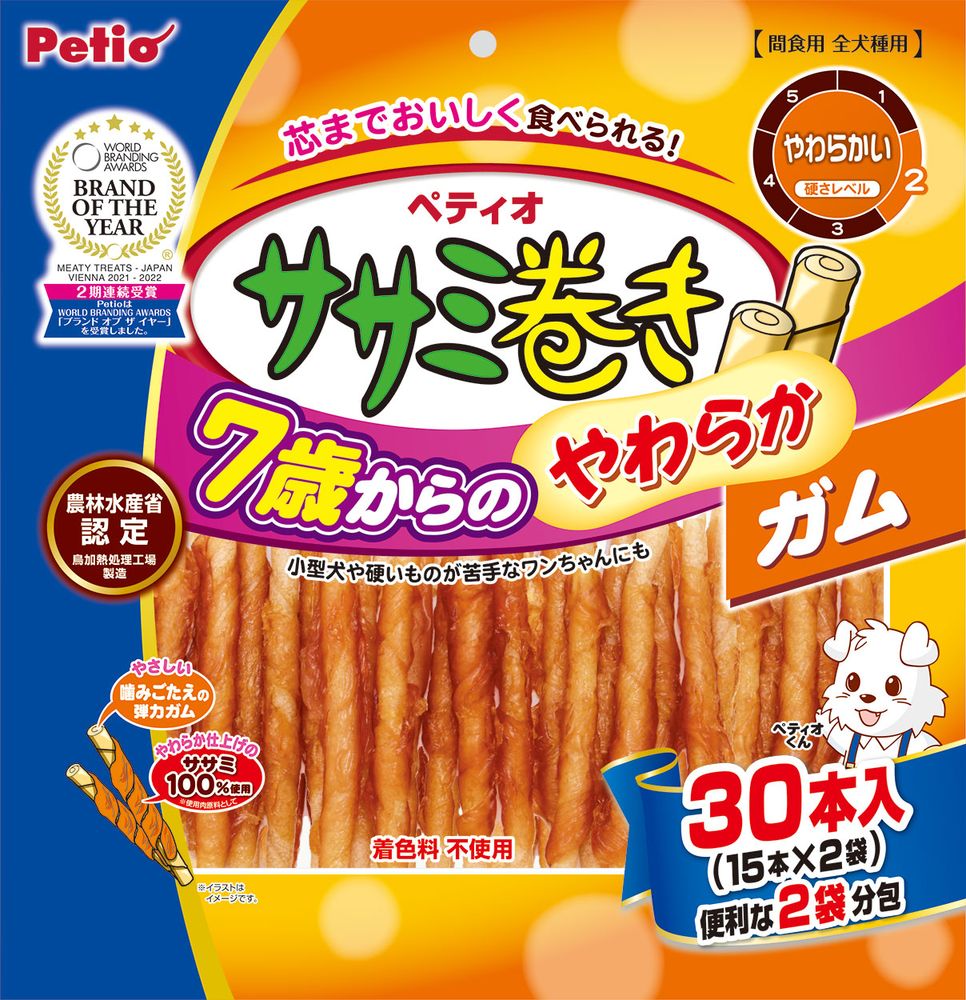 （まとめ買い）7歳からのやわらか ササミ巻きガム 30本 犬用おやつ [x4]