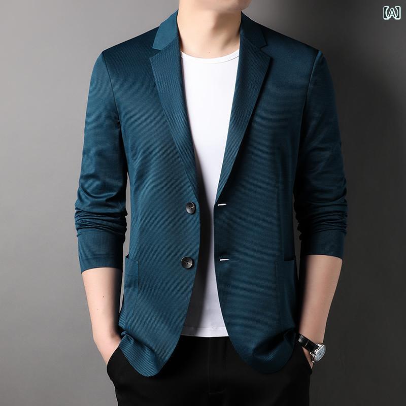 メンズ ファッション シンプル おしゃれ 春 シームレス 薄手 涼しい 小さめ スーツ カジュアル 西洋 韓国 カジュアル カジュアル ジャケット