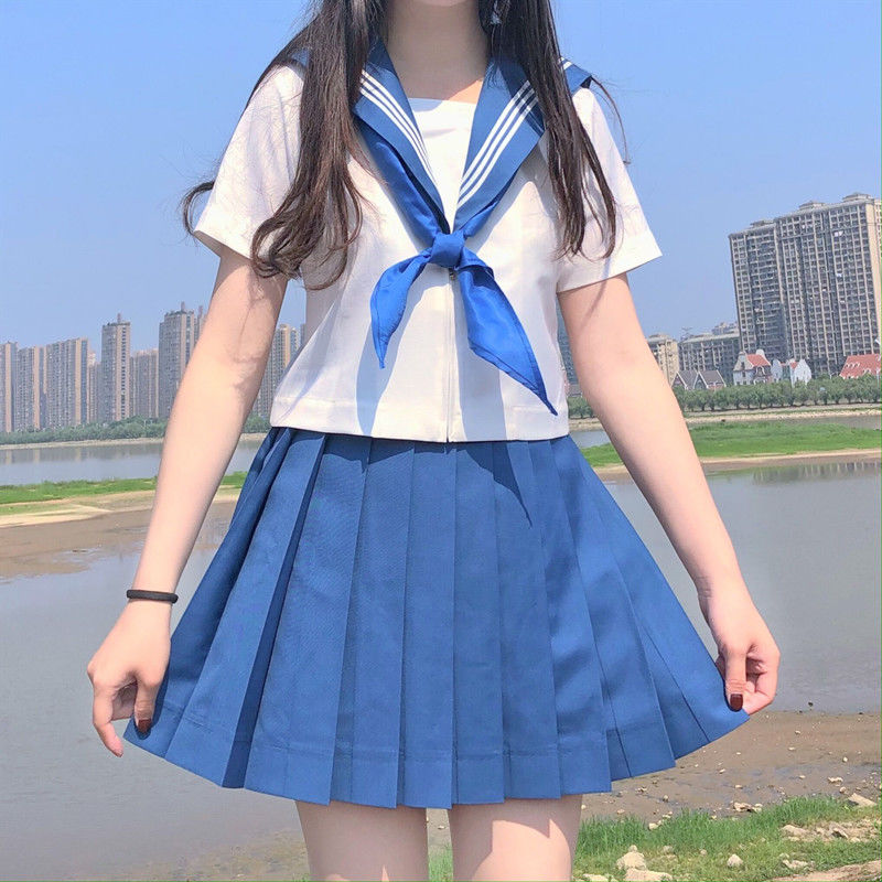 クールでイージースーツ 韓国版ファッションカレッジ風水ハンドスーツ jk制服 学級制服 半袖シャツ＋プリーツスーツ 2点セット