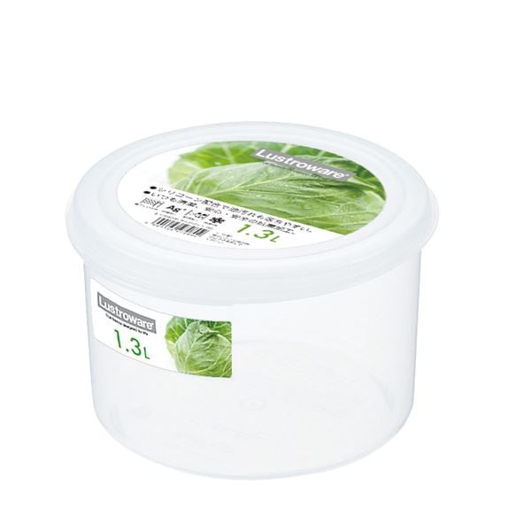 （まとめ） ラージポット/保存容器 Mサイズ 1.3L 丸型 電子レンジ可 抗菌効果 KEEPER 80個セット