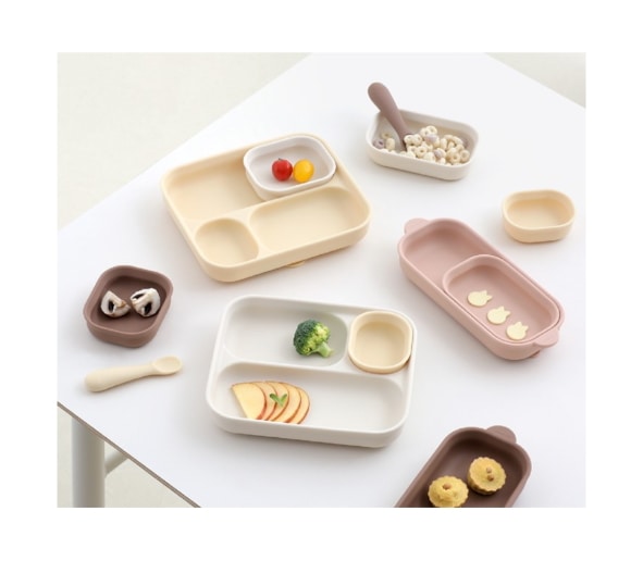 Tackaon(タッカオン)プレミアム韓国製プラチナシリコン離乳食プレート/電子レンジ・冷凍対応・カラー選択OK