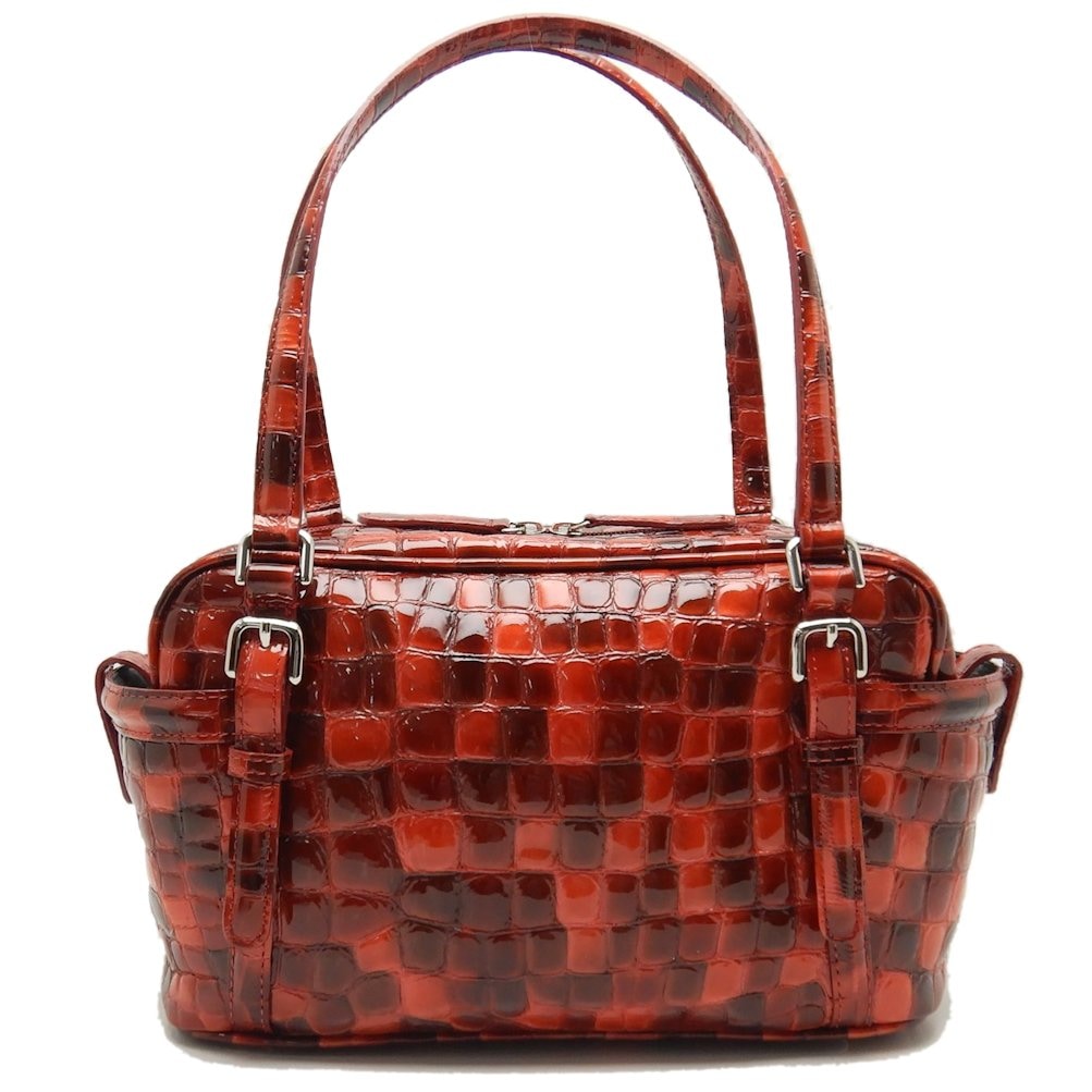 ハンドバッグ 型押し パテントレザー レッド / 250534【中古】
