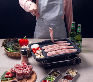 STONE GRILL 韓国製 小型 鋳物 サムギョプサル プレート 豚肉 牛の小腸 焼き 家庭用 業務用