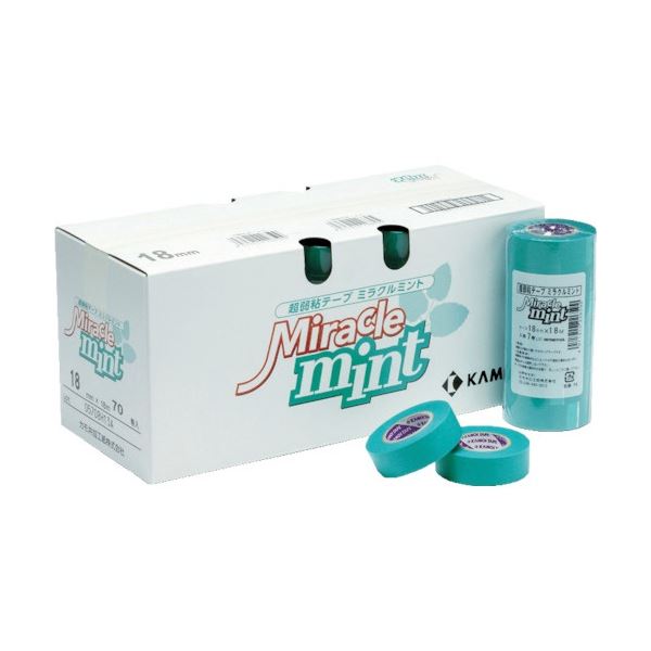 （まとめ）マスキングテープ 壁紙/石膏ボード用 ミラクルミント 緑 18mm （7巻）[x5]