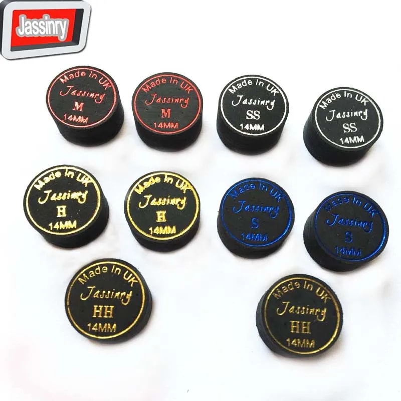 10ピース/ロットjassinry黒14ミリメートルプールビリヤードキューのヒント9層豚皮ヒントss/s/m/h/hhビリヤードアクセサリー