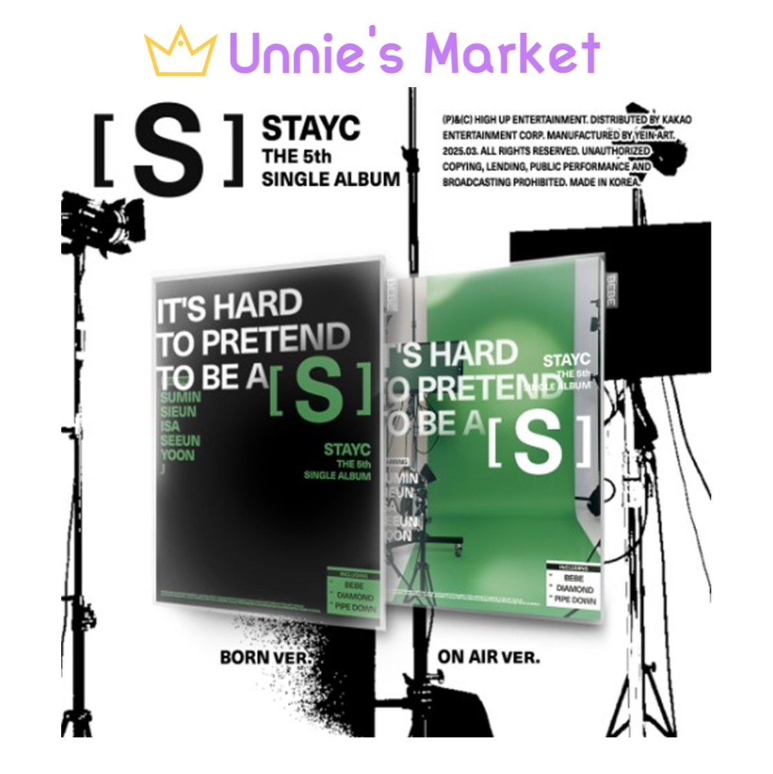 [SET/SITE POB] STAYC [S] (ON AIR Ver. / BORN Ver.) / The 5th Single Album + Fan-made Photocard 1EA