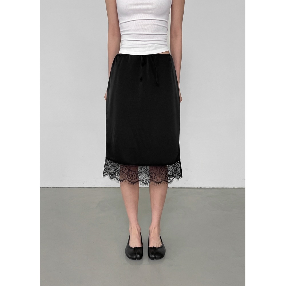 ブラックアップ [MADE] プリビ レース ミディスカート