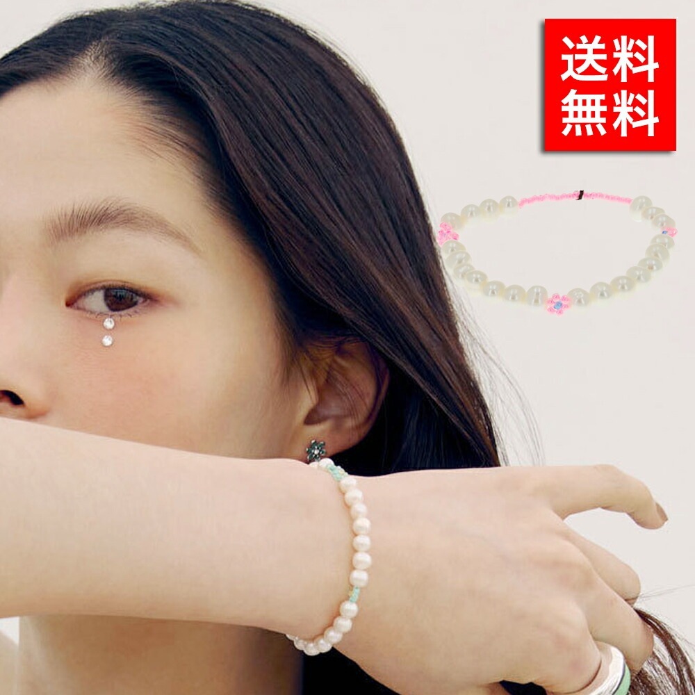 ミニ フラワー ガーデン パール ブレスレット 韓国 ファッション アクセサリー