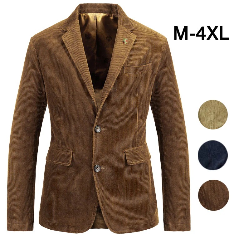 ジャケット メンズ 秋冬 アウター テーラード ビジネス カジュアル 大人 トップス ブルゾン コーデュロイ 綿 2つボタン コート 大きいサイズ 無地 長袖 通勤 スーツフォーマル ベ