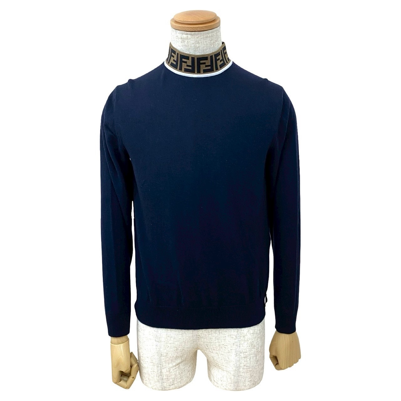 ズッカ 柄セーター ウール ナイロン ネイビー 090-4